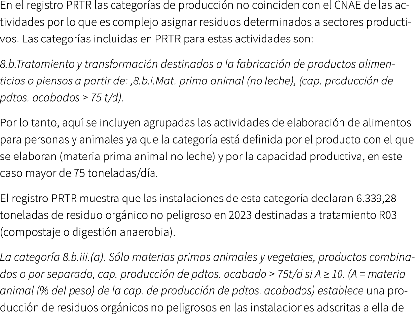 En el registro PRTR las categor as de producci n no coinciden con el CNAE de las actividades por lo que es complejo a...